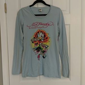 Ed Hardy Golden Rose of Love Long Sleeve Tee